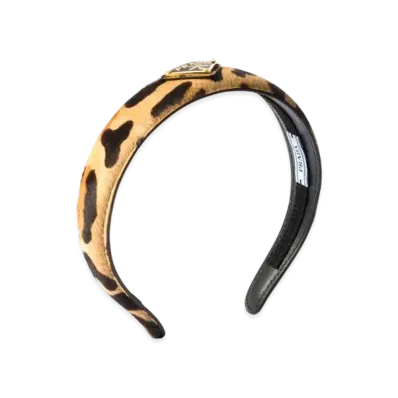 PRADA Printed Leather Headband "Beige"