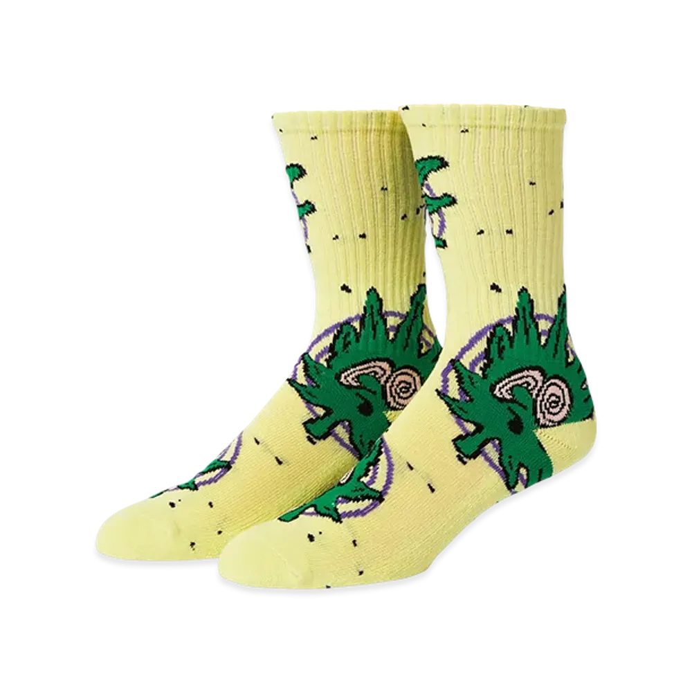 HUF Green Buddy Hypnosis Socks "Yellow"