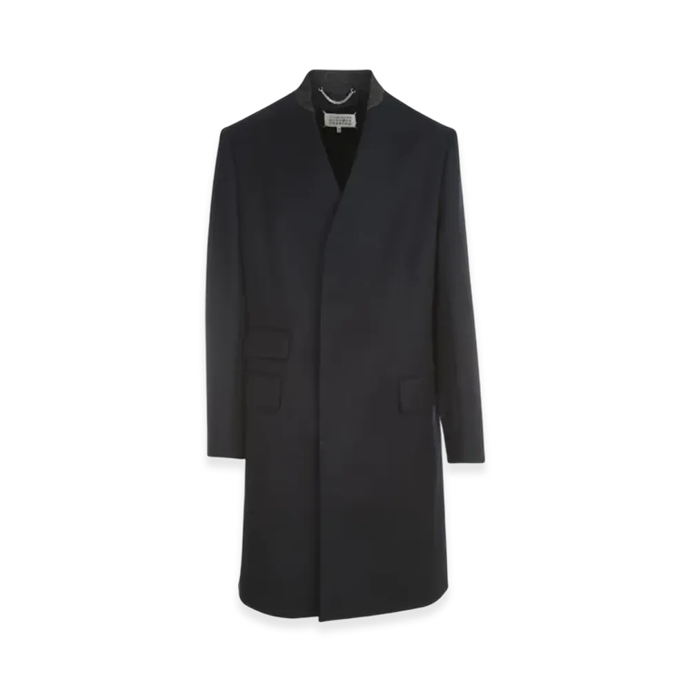Maison Margiela Minimal Collarless Coat "Navy"