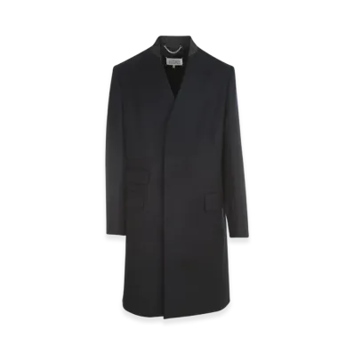 Maison Margiela Minimal Collarless Coat "Navy"