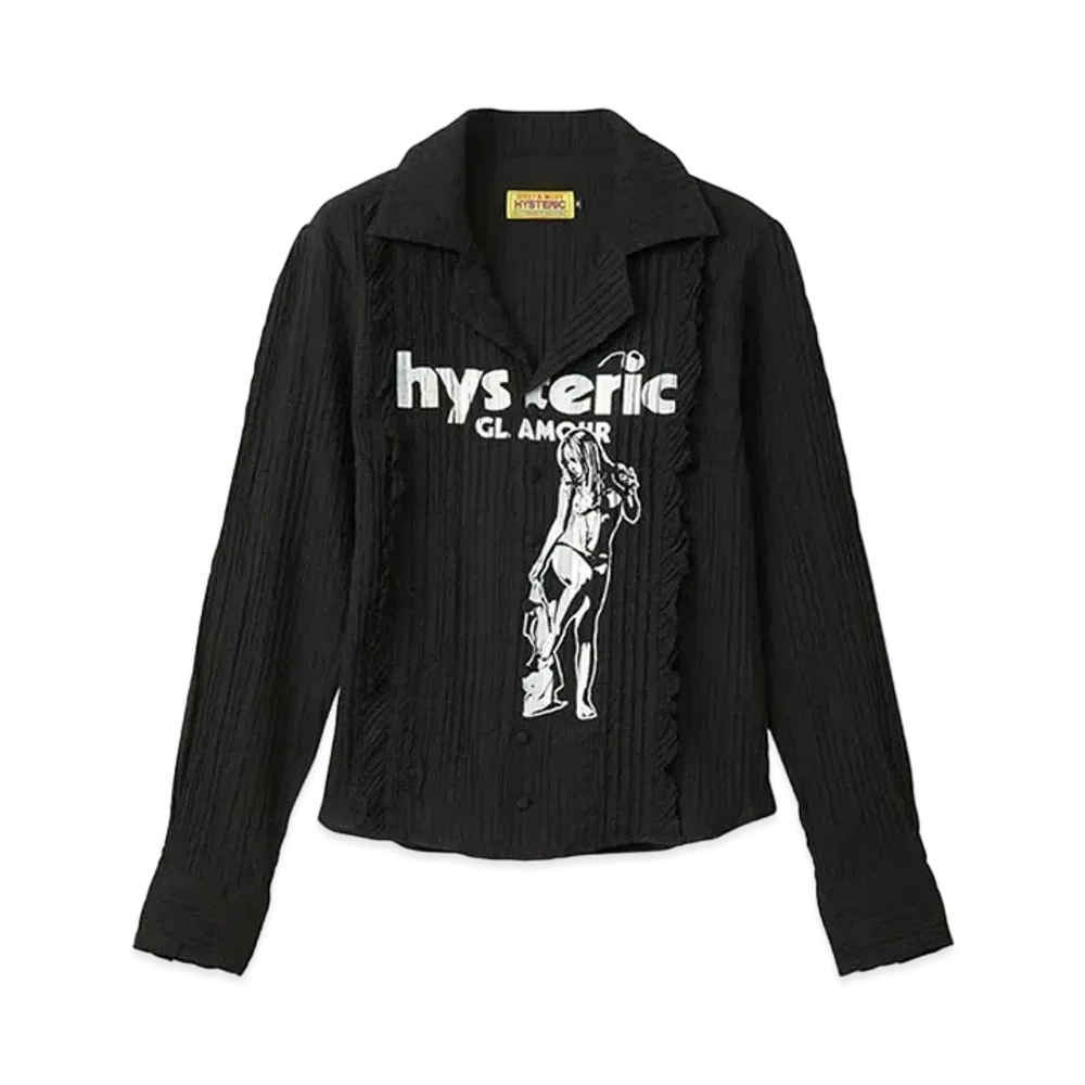 HYSTERIC GLAMOUR HYS Cherry Times Pin Tuck Shirt "Black"