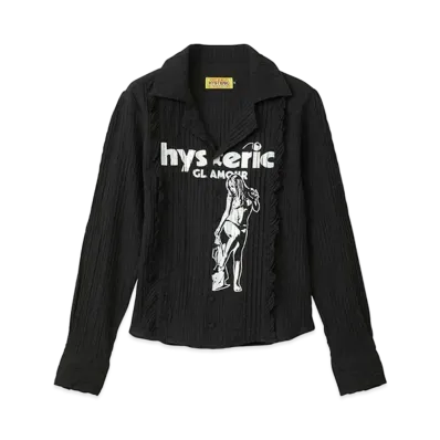 HYSTERIC GLAMOUR HYS Cherry Times Pin Tuck Shirt "Black"