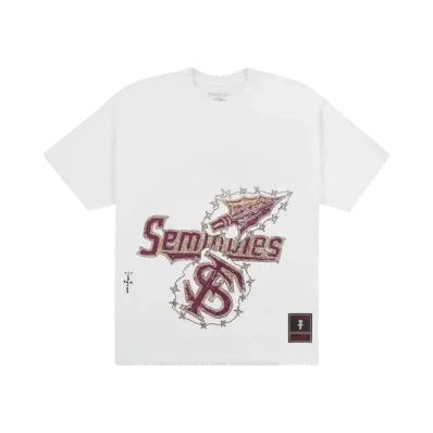 Travis Scott x M&N x Florida State University Handdrawn Tee "White"
