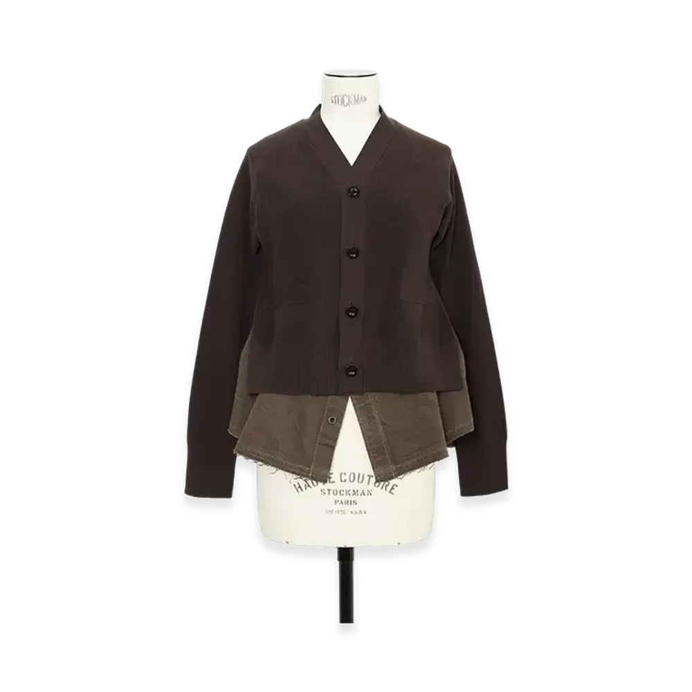 sacai Denim x Knit Cardigan "Brown"