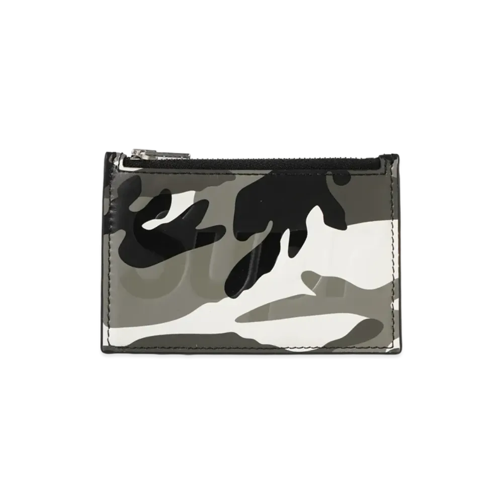 Supreme Leather Zip Card Holder (25SS) "Snow Camo"