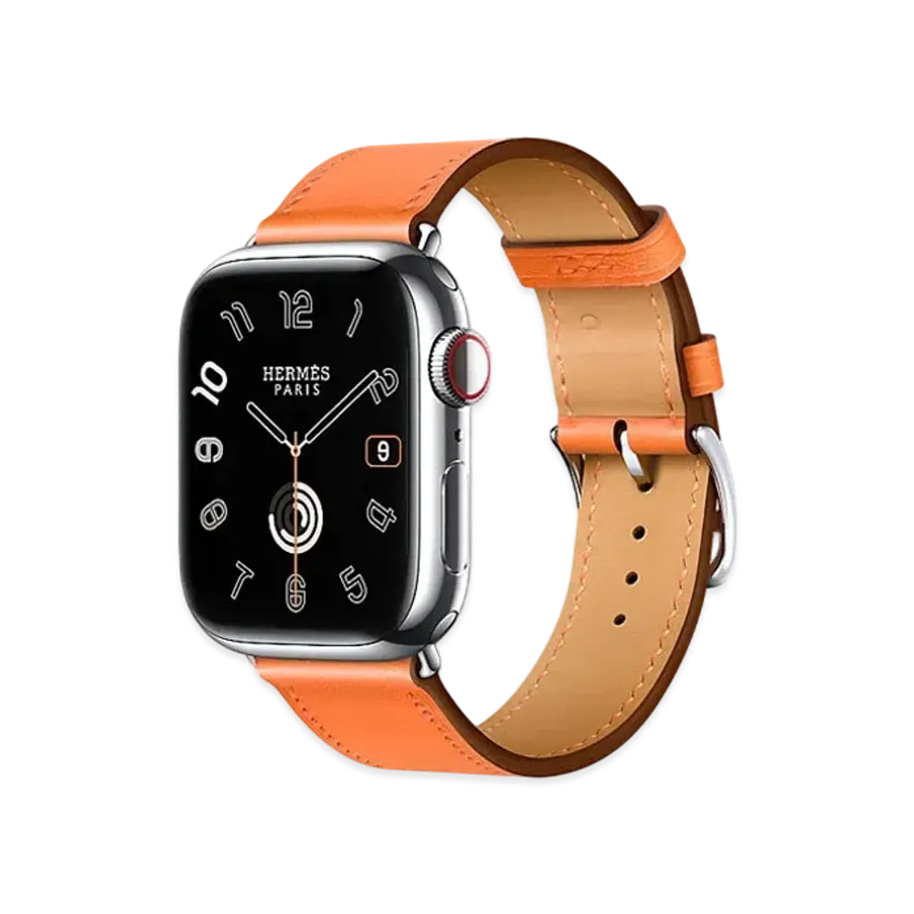 Apple Watch x Hermes Series 9 (GPS + Cellular Model) Stainless 41mm and Single Tour "Orange"