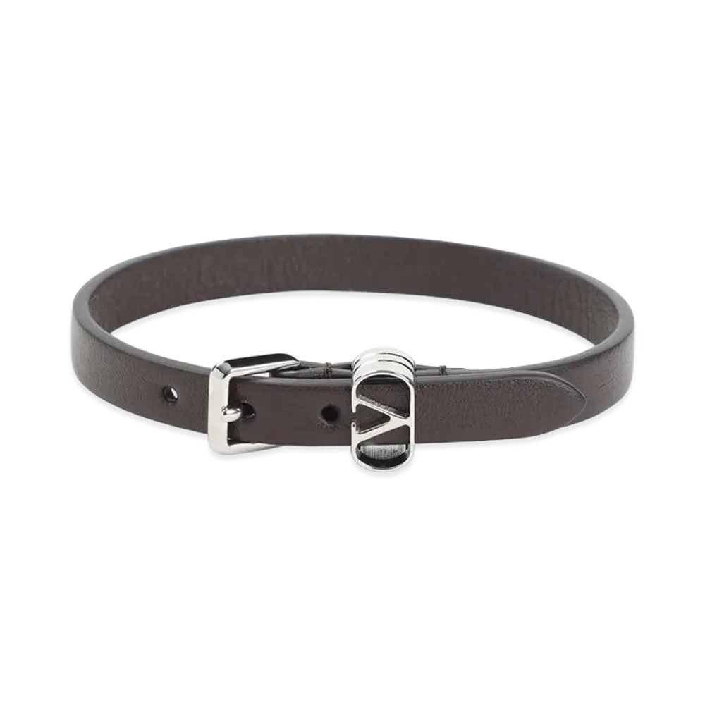 Valentino Garavani Ovalette Leather Bracelet "Oak"