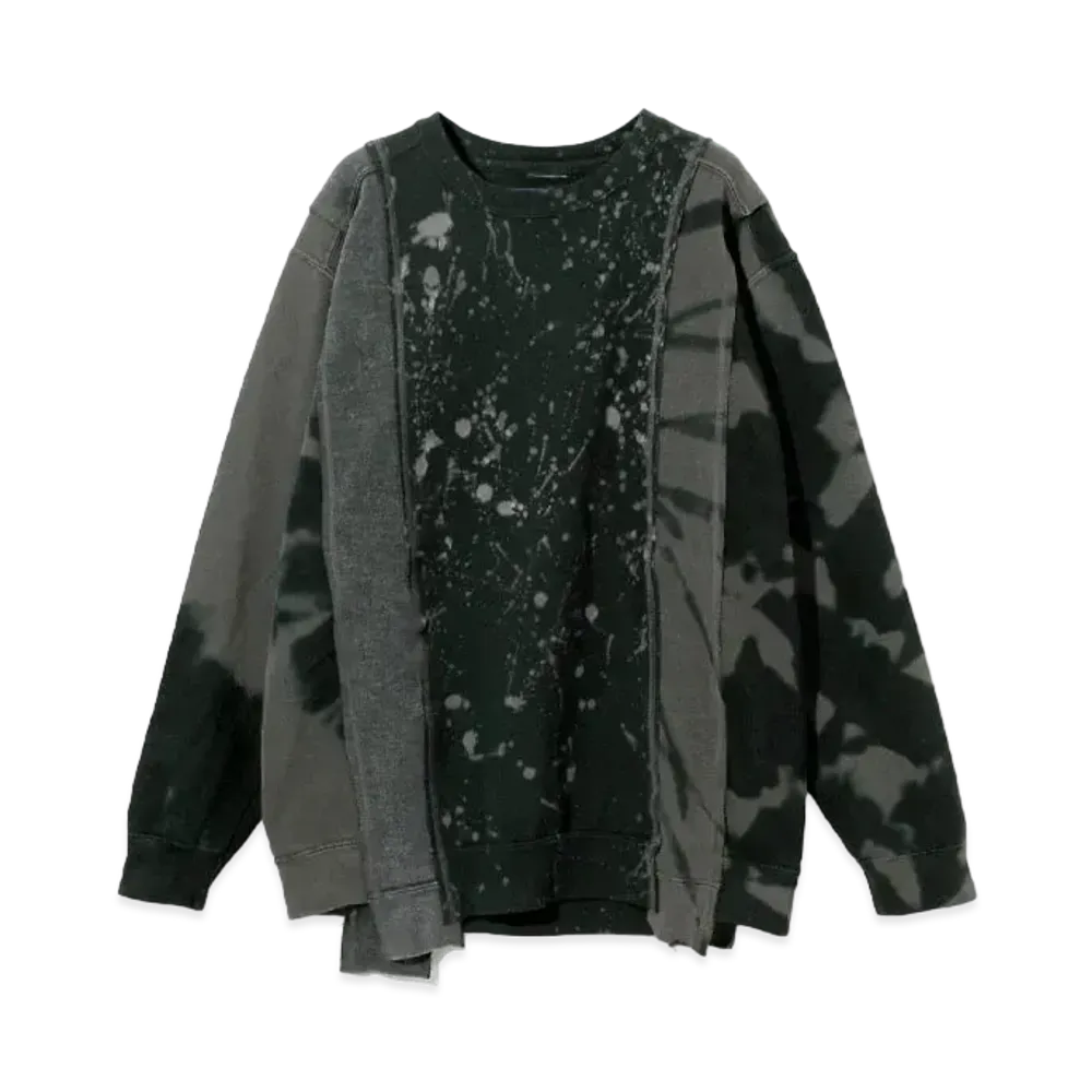 Needles B&W Mishmash Cuts Crew Sweat Shirt "Black"