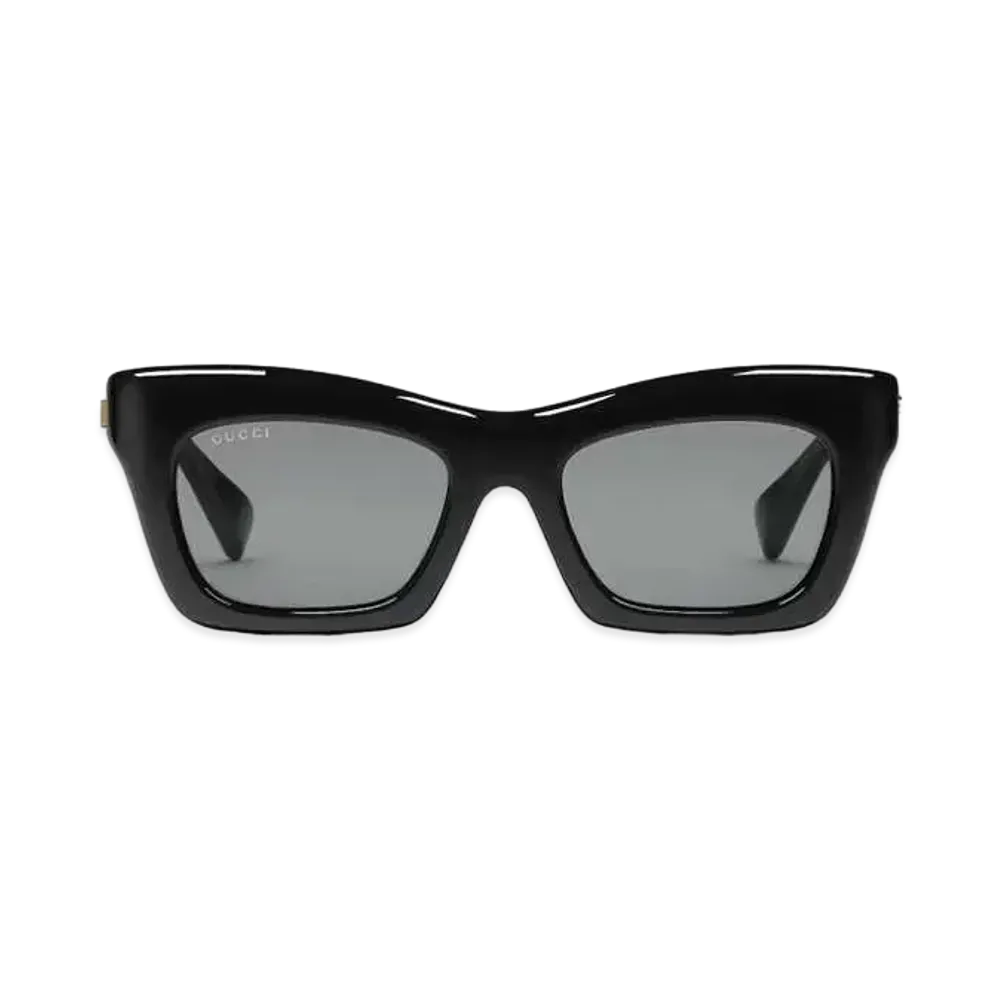 GUCCI Specialized Fit Rectangular Sunglasses "Shiny Black"