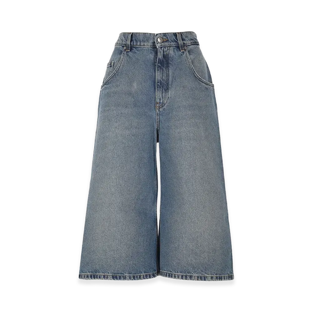 STELLA McCARTNEY Women's Vintage Wash Denim Culottes "Medium Wash"