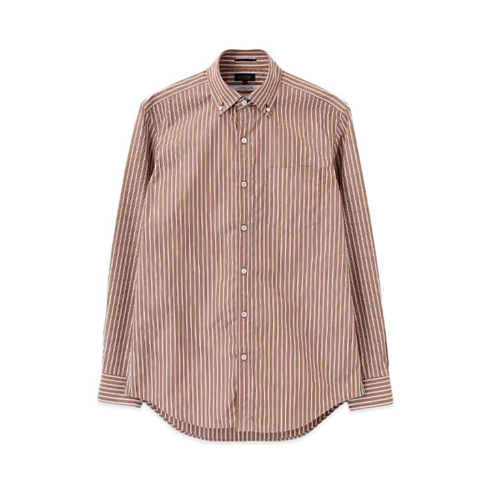 Paul Smith Group Stripe Button-Down Shirt "Brown"