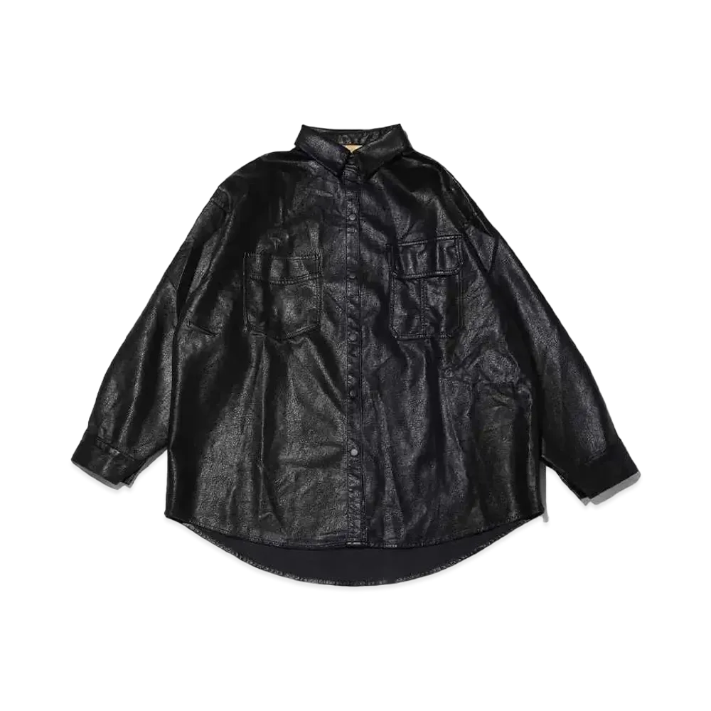 atmos pink Faux Leather Haori Shirt "Black"