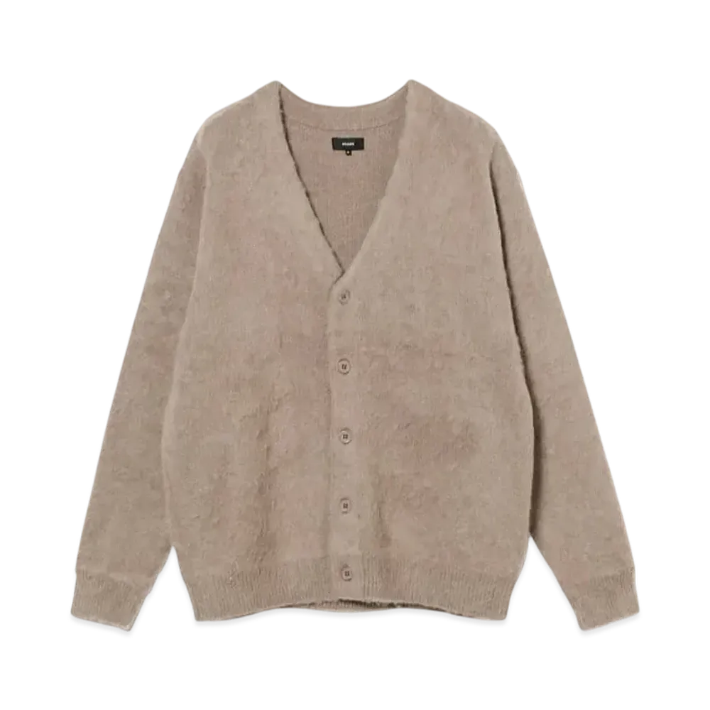 BEAMS 7 Gauge Solid Shaggy Cardigan "Taupe"