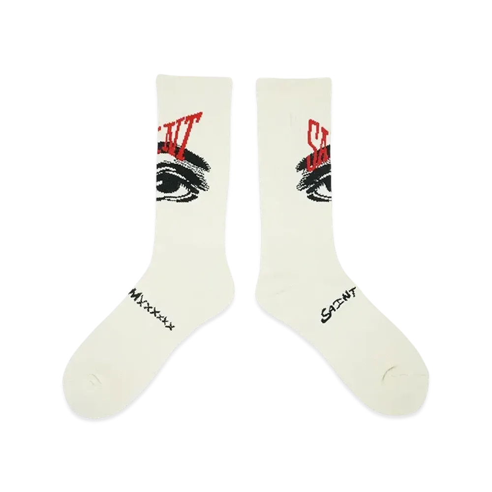 SAINT Mxxxxxx Eyes Socks "Ecru" (24SS) SM-YS8-0000-102