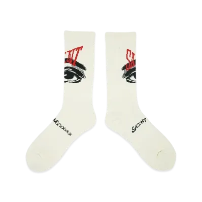 SAINT Mxxxxxx Eyes Socks "Ecru" (24SS) SM-YS8-0000-102