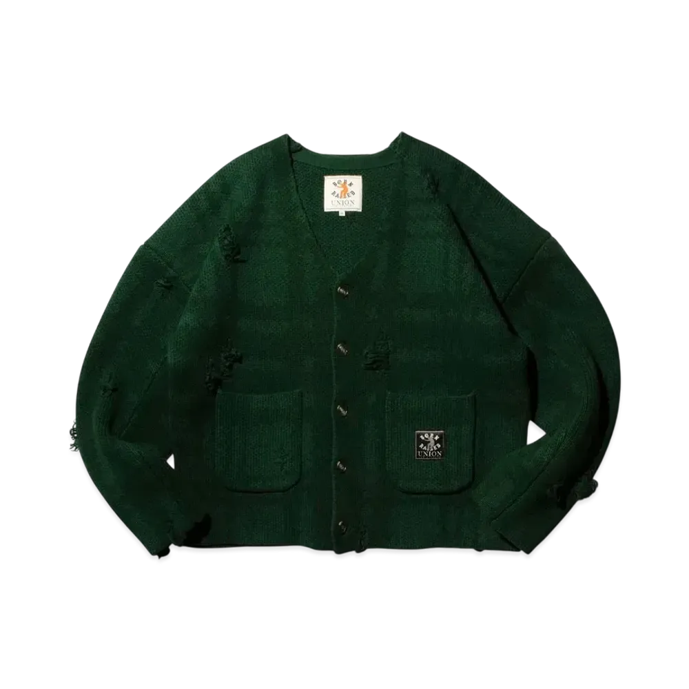 UNION x Born x Raised Distressed Cardigan "Green"