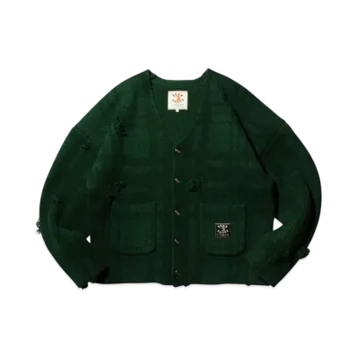 UNION x Born x Raised Distressed Cardigan "Green"