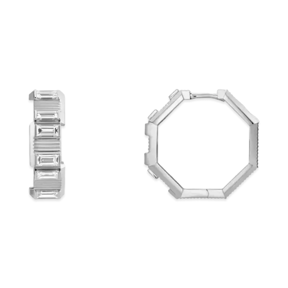 GUCCI 18K Link to Love Series Diamond Earrings "White Gold"