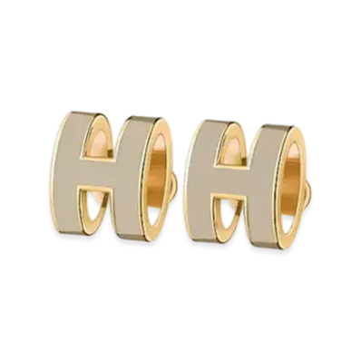 Hermes Pop H Earrings "Gold/Marron Glace"