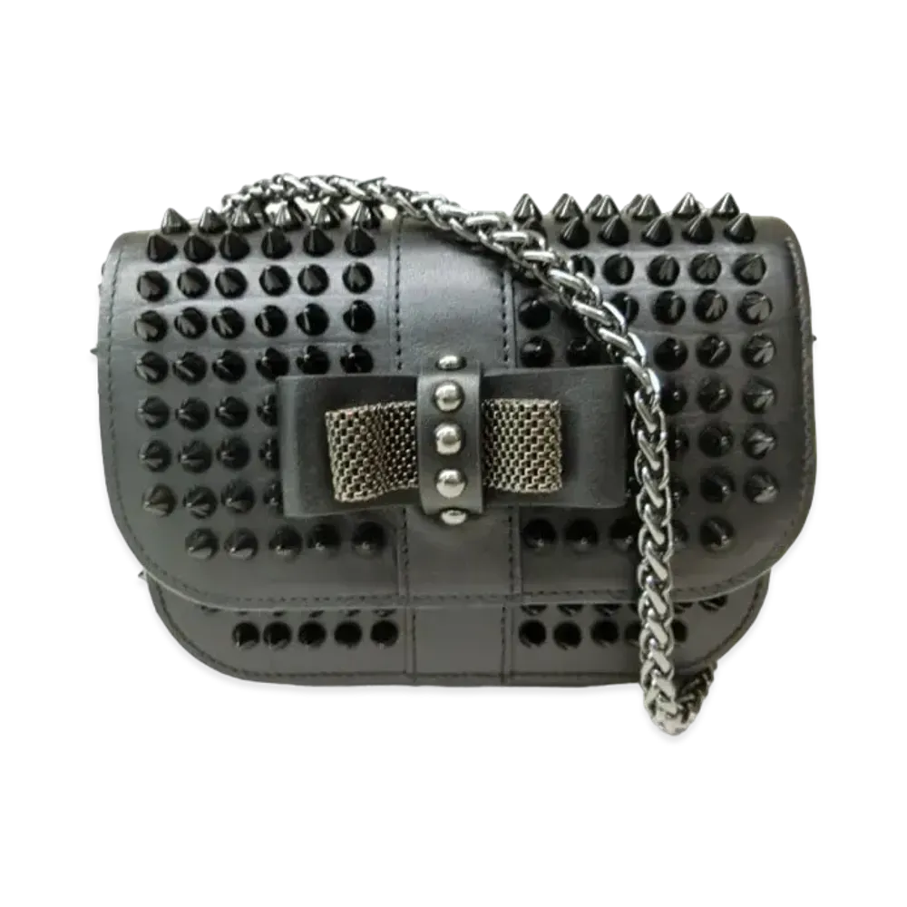 Christian Louboutin Sweet Charity Studs Leather Shoulder Bag "Black"