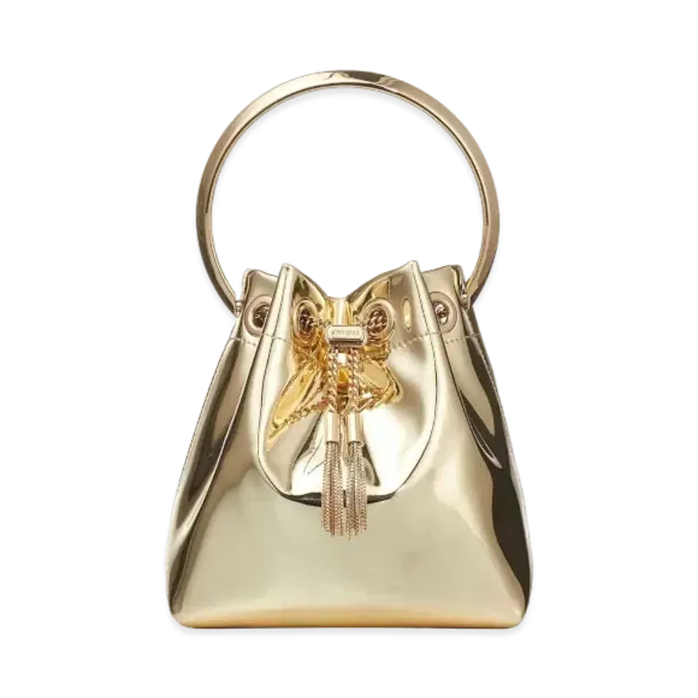 Jimmy Choo Bon Bon Mirror Fabric Mini Bag With Metal Handle "Gold"