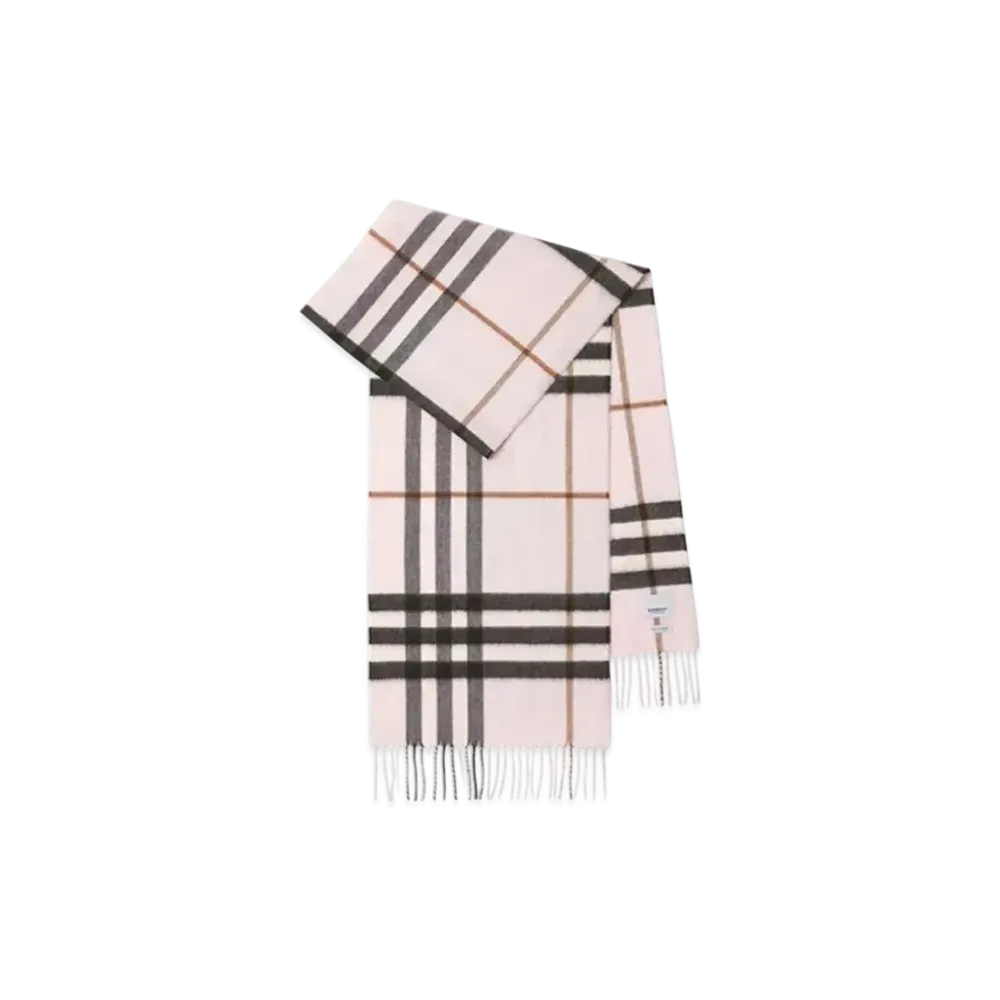 Burberry Check Cashmere Scarf "Pale Candy Pink"