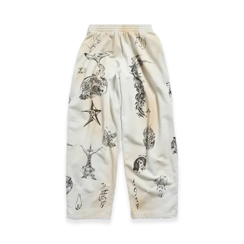 BALENCIAGA Tat Baggy Sweatpants "Beige Brown"