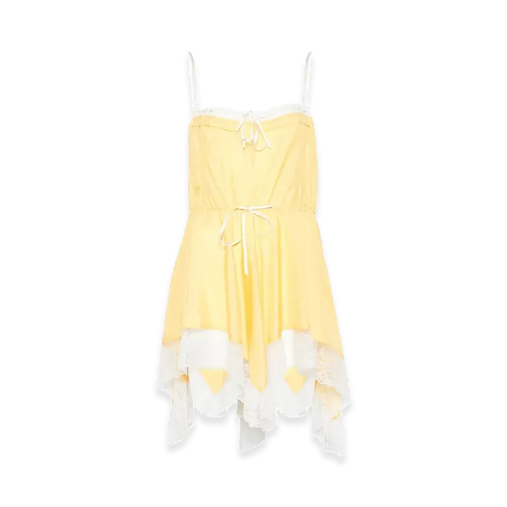 Saint Laurent Women's Lace-Detail Strapless Mini Dress "Yellow"