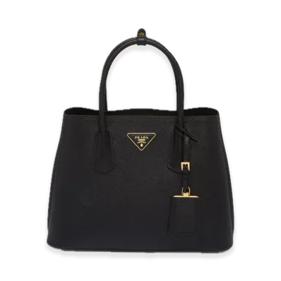 PRADA Double Saffiano Leather Medium Bag "Black"