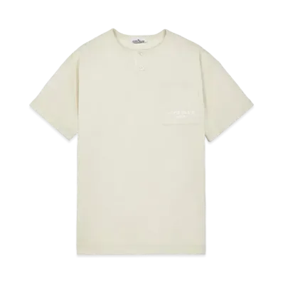 Stone Island 221X3 Marina Henley Neck Long Sleeve T-Shirt "Mastic White"