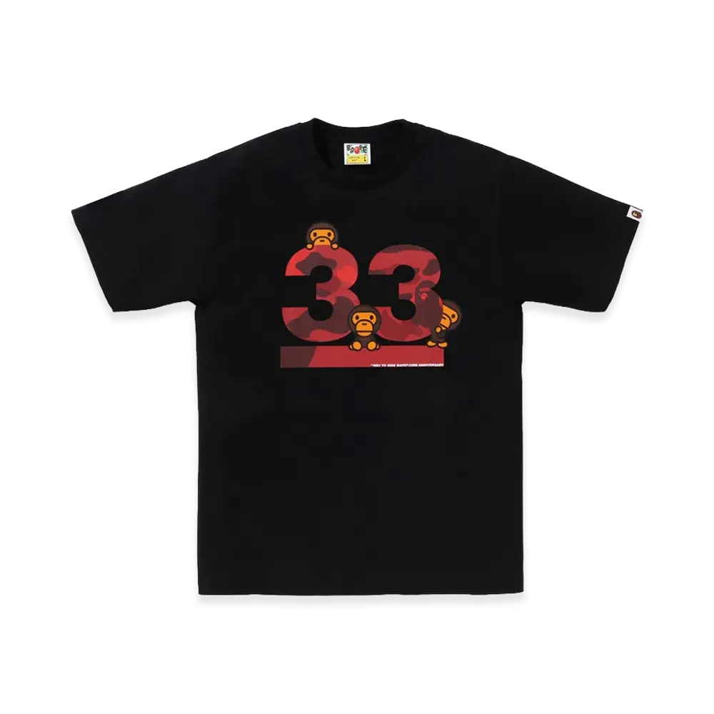 A BATHING APE 33rd Anniversary Baby Miro Tee "Black/Red"