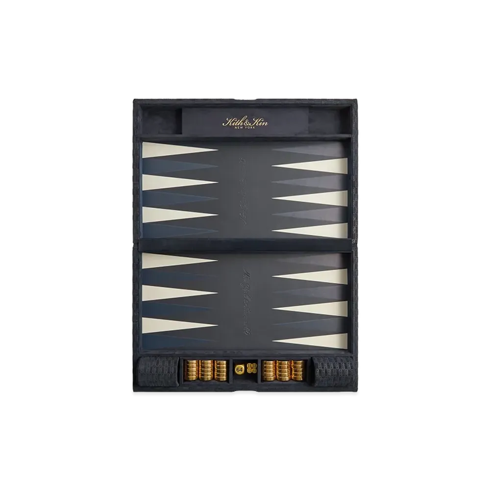 Kith Monogram Debossed Suede Backgammon Set "Ink"