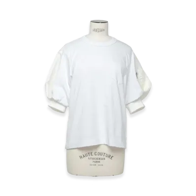 sacai Nylon Twill x Cotton Jersey T-Shirt "White/Off White"