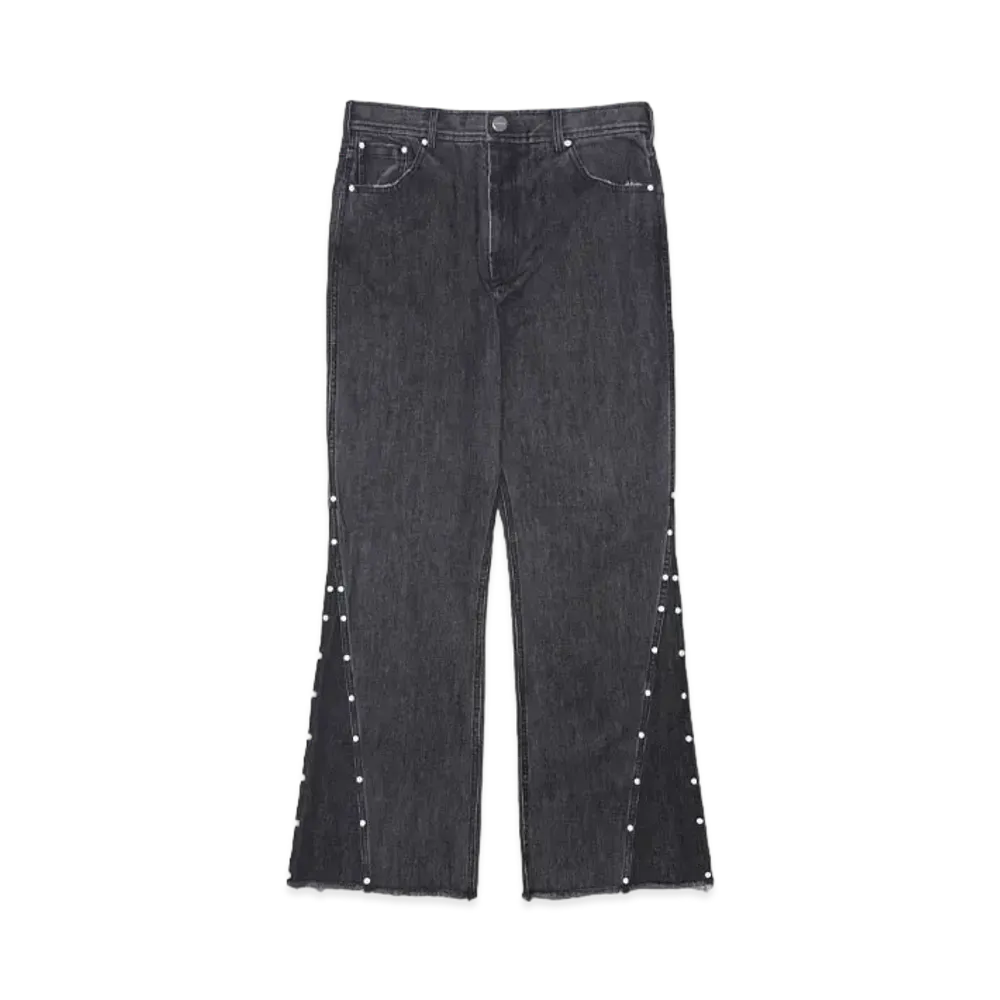 PLATEAU STUDIO rivet spliced denim "WASHED BLACK"