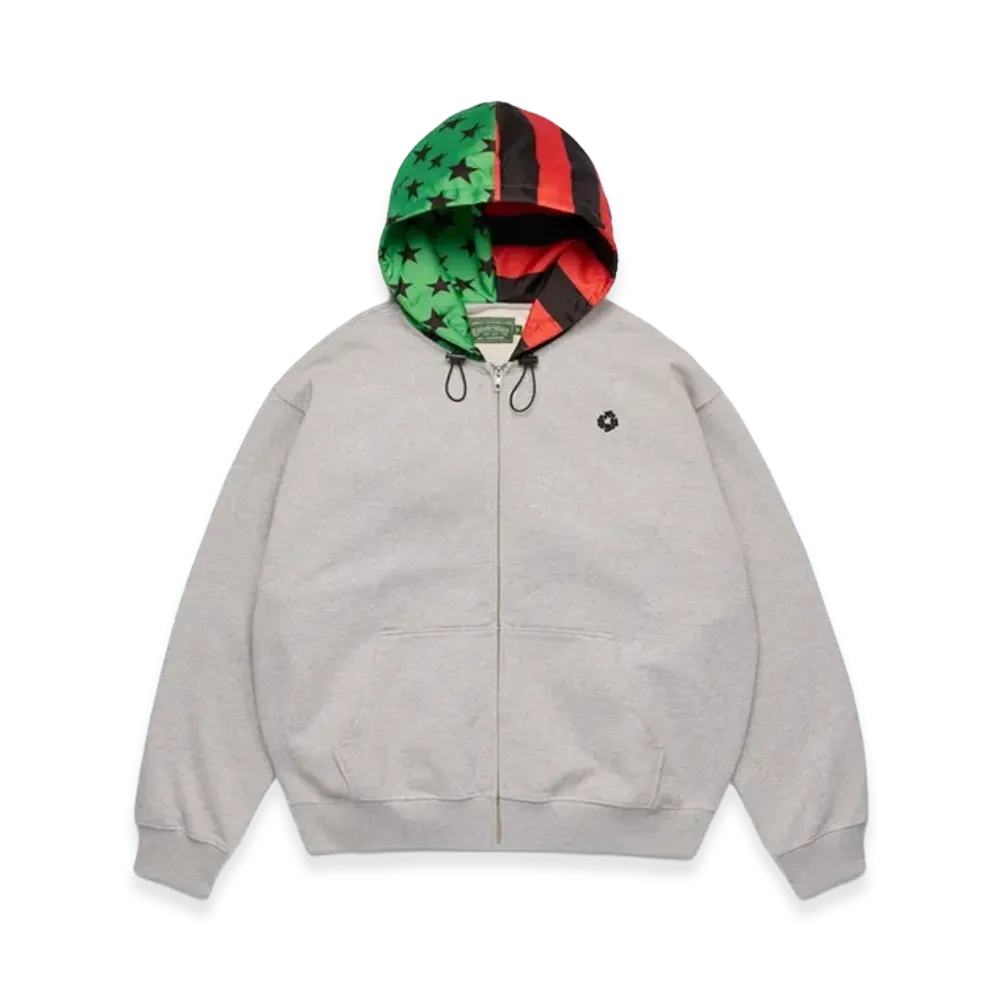 DENIM TEARS Pan African Peace Wreath Zip Up Hoodie "Grey"