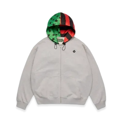 DENIM TEARS Pan African Peace Wreath Zip Up Hoodie "Grey"