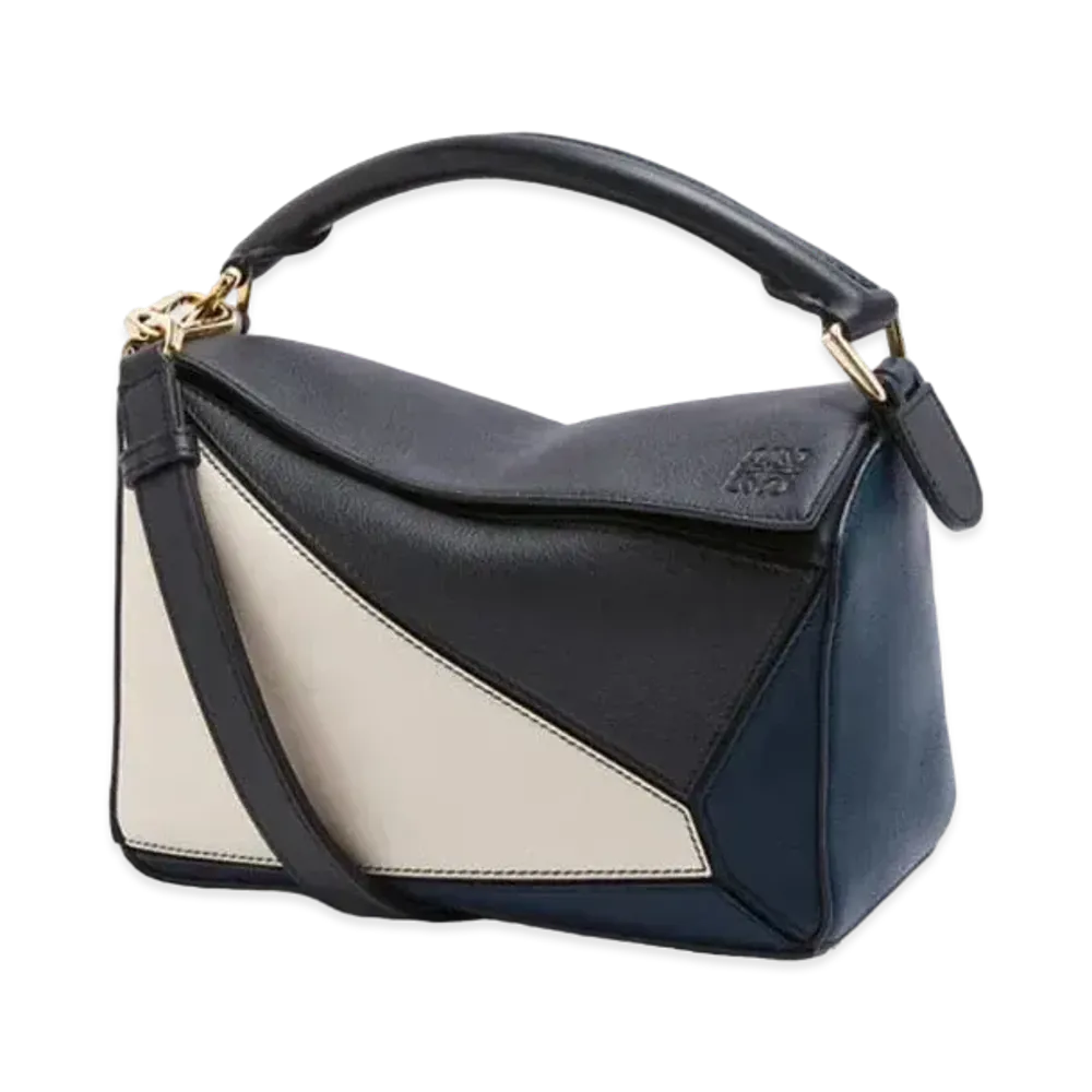 LOEWE Small Puzzle Bag In Classic Calfskin "Black/Angora"