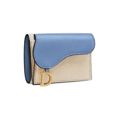 Dior Saddle Compact Wallet Goat Skin "Blue"