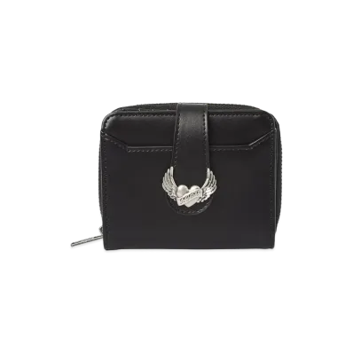 X-Girl Women's Heart And Wing Emblem Faux Leather Wallet "Black"