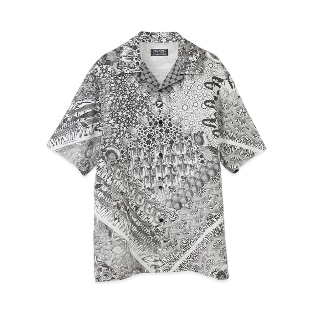 HYSTERIC GLAMOUR HYS Mandara Pattern Open Collar Shirt "White"