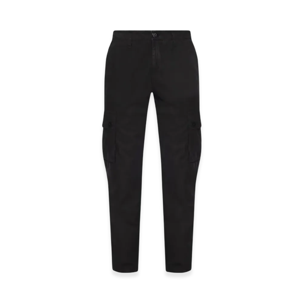 Stone Island 303WA Brushed Cotton Canvas Garment Dyed Cargo Pants - 23SS "Black"