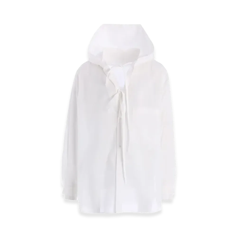 Y's Cotton Lawn Hooded Blouse "White"