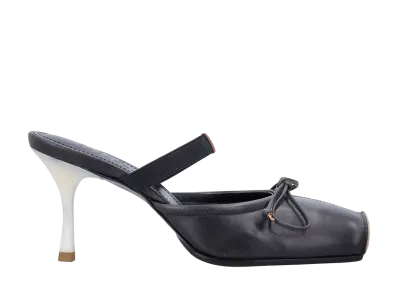 MM6 Maison Margiela Women's Square Toe Leather Ballet Mules "Brown"