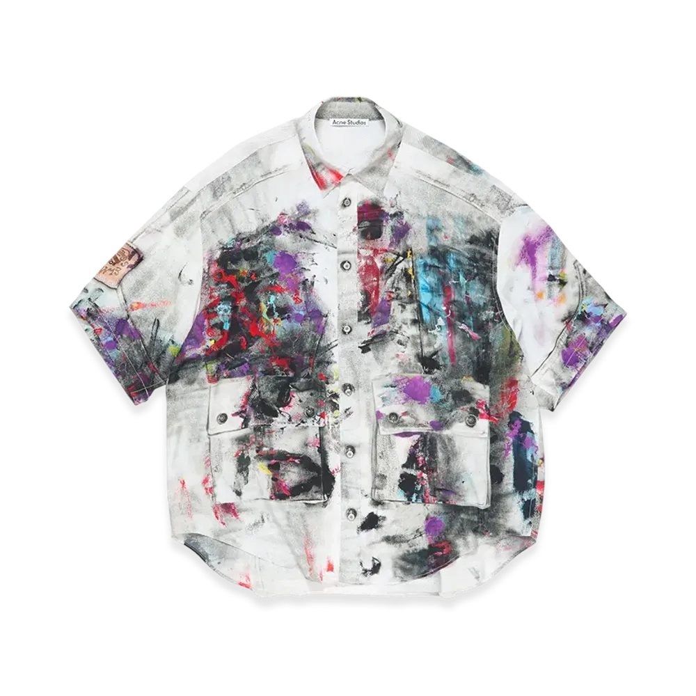 Acne Studios Printed Button-Up Shirt "White Multicolor"