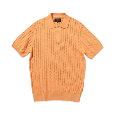 BEAMS Knit Polo Cable "Orange"
