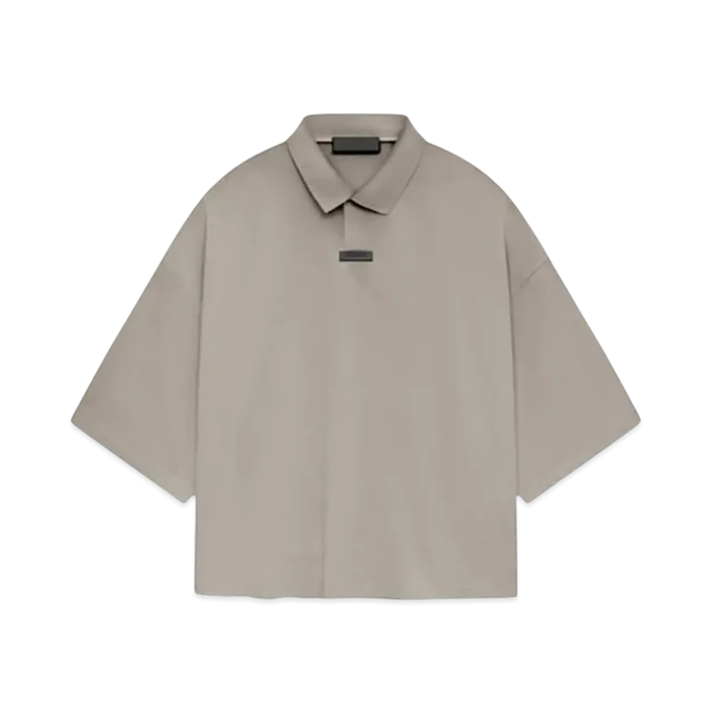 FEAR OF GOD Essentials Women's Pique Cropped Polo "Heather Gray"