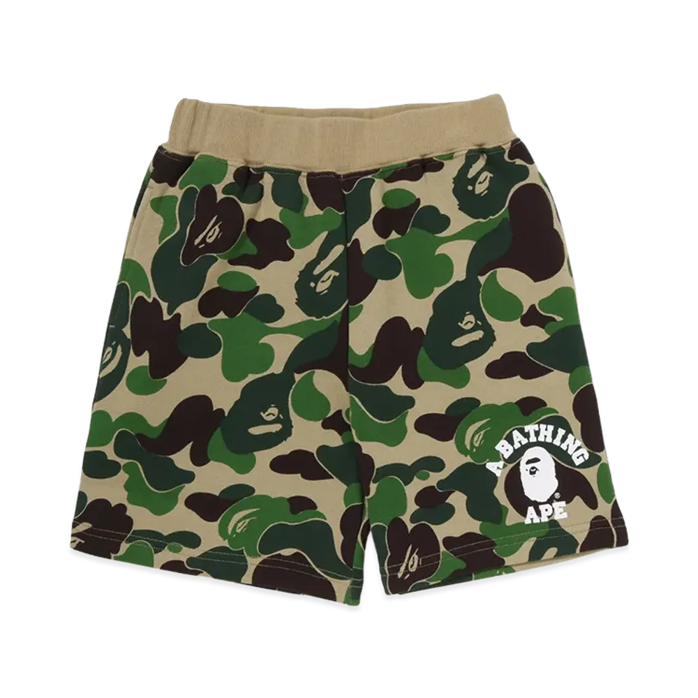 A BATHING APE Kids ABC Camo College Shorts "Green"