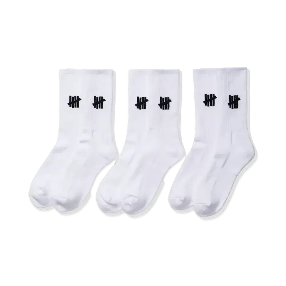 UNDEFEATED Crew Sock 3-Pack "White"