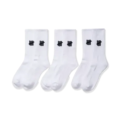 UNDEFEATED Crew Sock 3-Pack "White"
