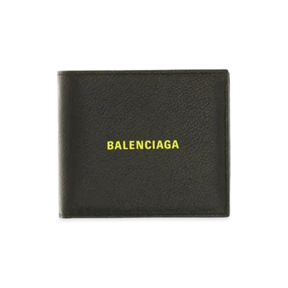 BALENCIAGA Cash Square Folded Coin Wallet "Black/Yellow"